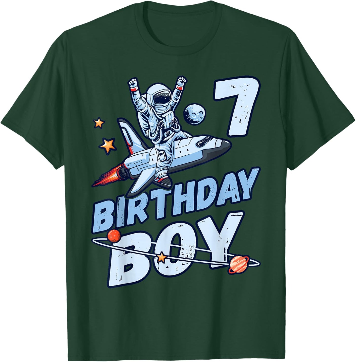 Birthday Girl 7 Years Old Astronaut T-Shirt - T-Shirt | Forest