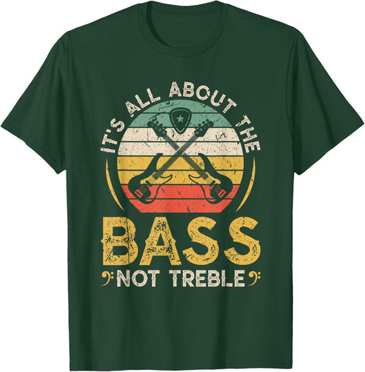 It's All About The Bass, Retro Electric Bass Guitar Players T-Shirt - T-Shirt | Forest