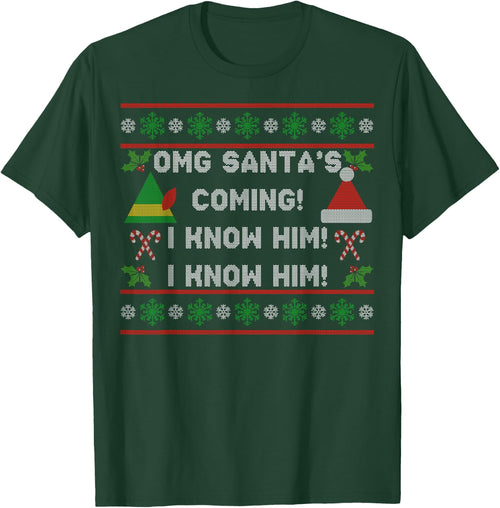 Santa's Coming! I Know Him! Ugly Christmas Sweater Funny Elf