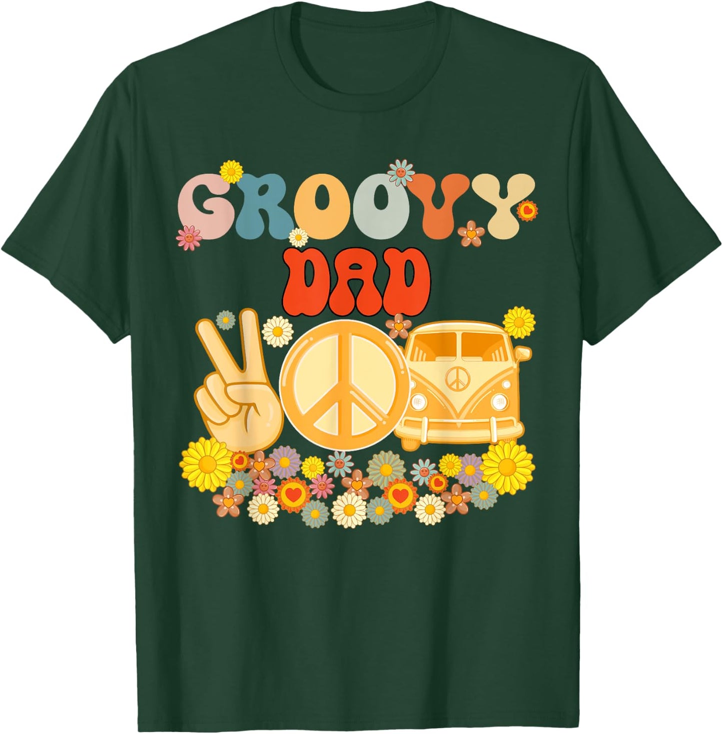 Groovy Dad Retro Matching Family Baby Shower Father's Day T-Shirt - T-Shirt | Forest