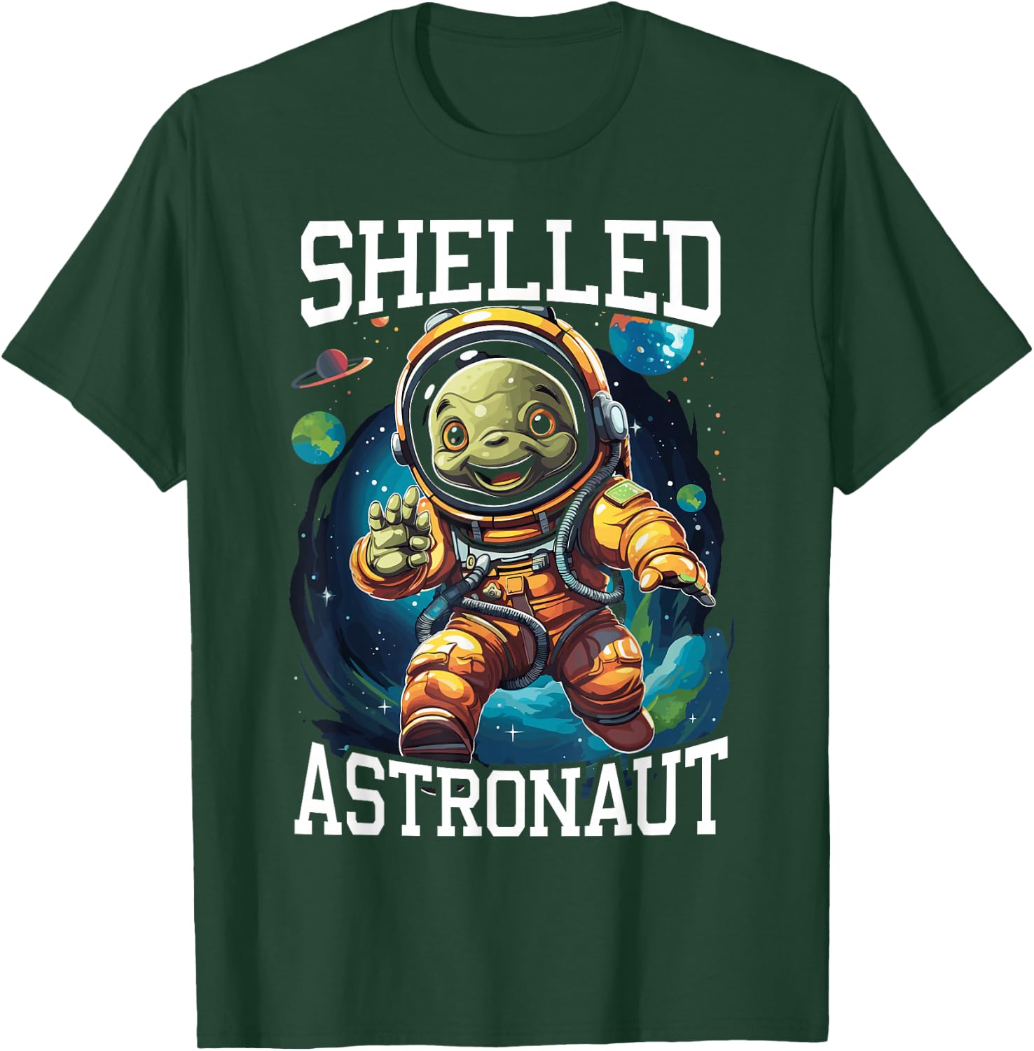 Space Turtle Astronaut Tortoise Marine Biology Outerspace T-Shirt - T-Shirt | Forest