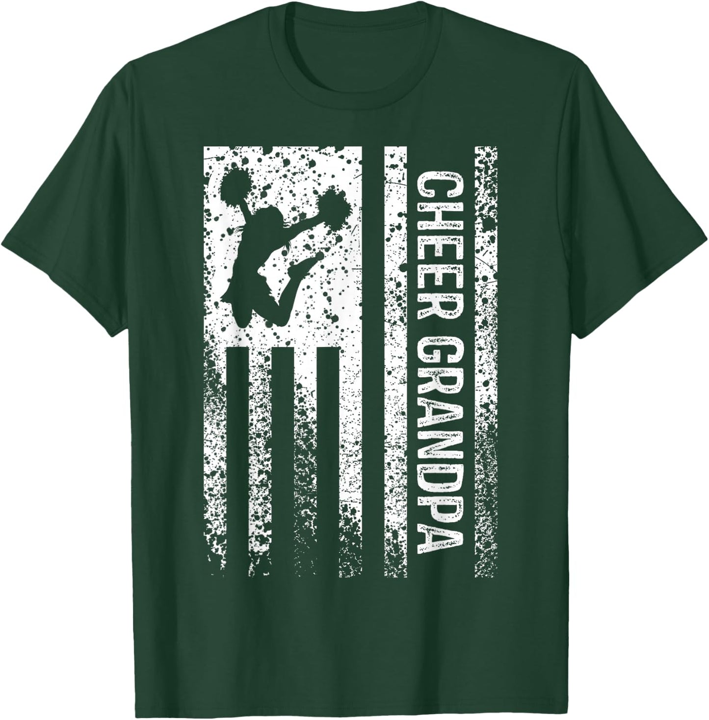 Cheer Grandpa Vintage American Flag Cheerleader Squad T-Shirt - T-Shirt | Forest