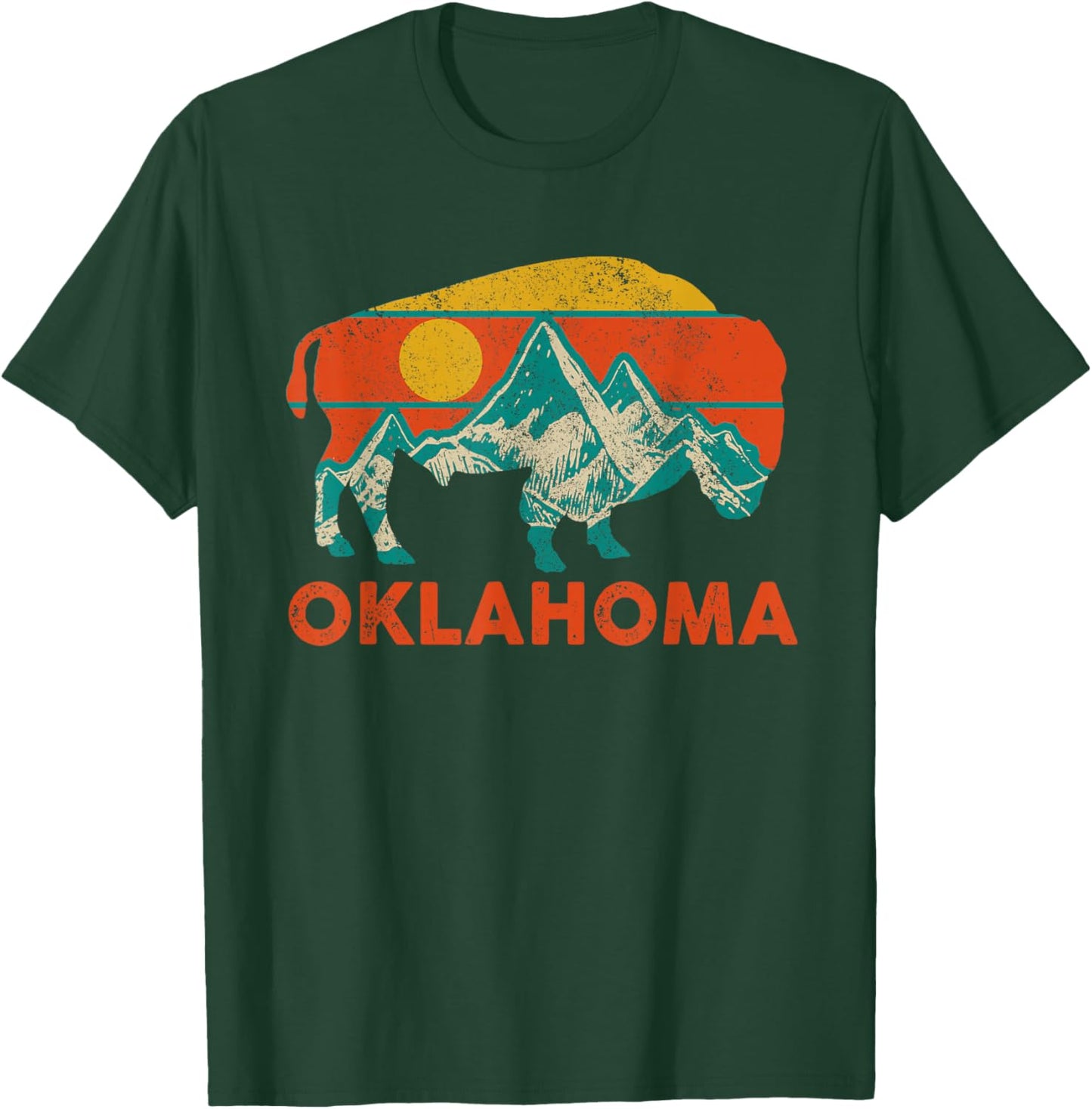 Oklahoma Vintage Bison Buffalo National Park Souvenir T-Shirt - T-Shirt | Forest