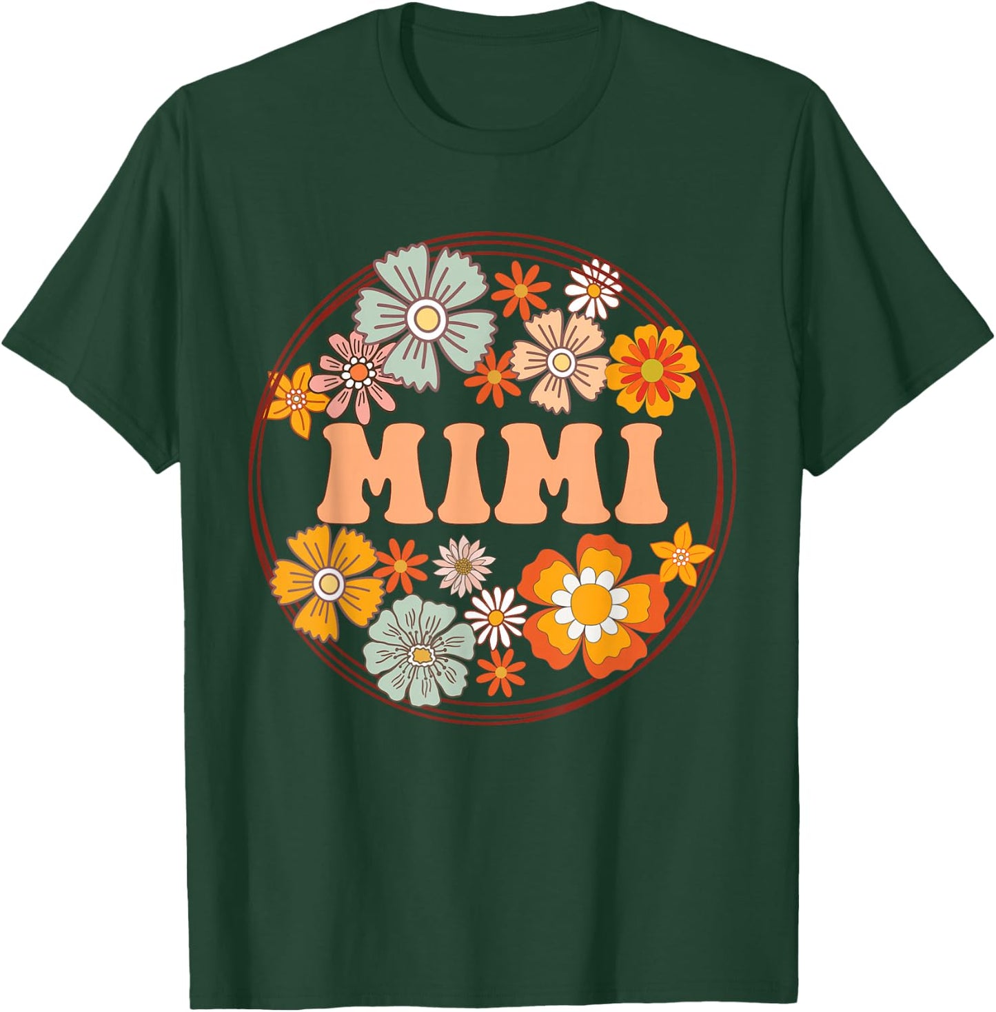 Groovy Mimi Retro Flowers Women Mother's Day Grandma T-Shirt - T-Shirt | Forest