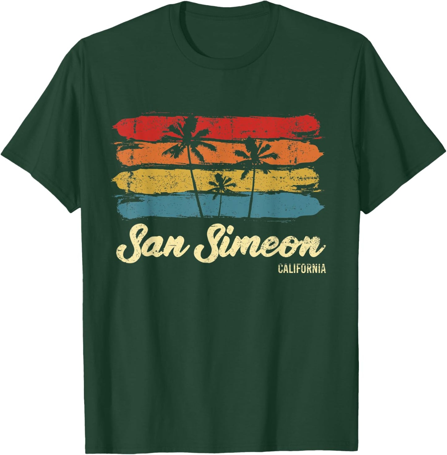 Vintage San Simeon California Palm Trees CA Retro T-Shirt - T-Shirt | Forest