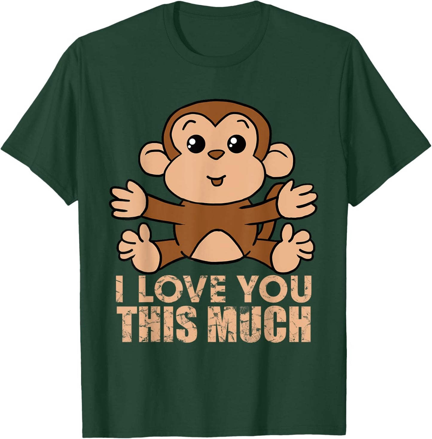 Monkey I Love You This Much Valentine's Day Gift T-Shirt - T-Shirt | Forest