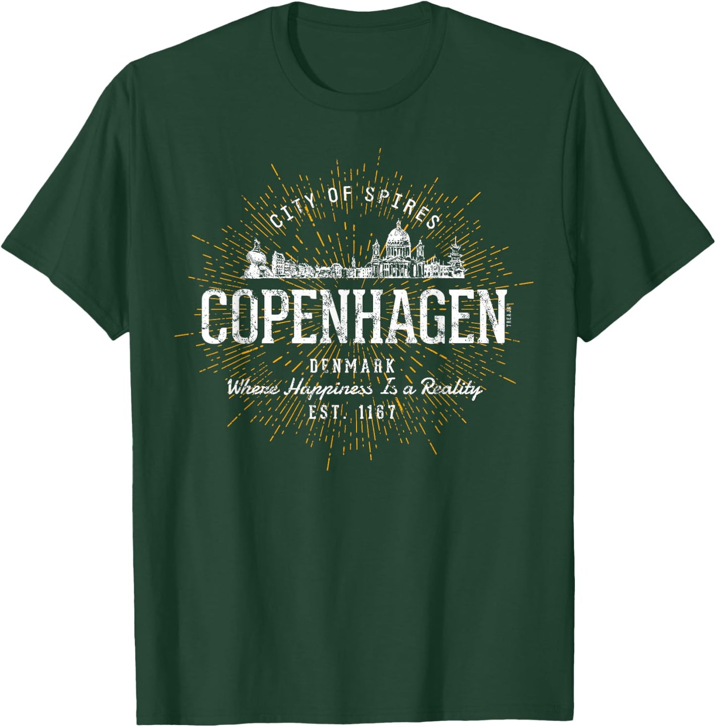 Denmark Retro Copenhagen Vintage T-Shirt - T-Shirt | Forest