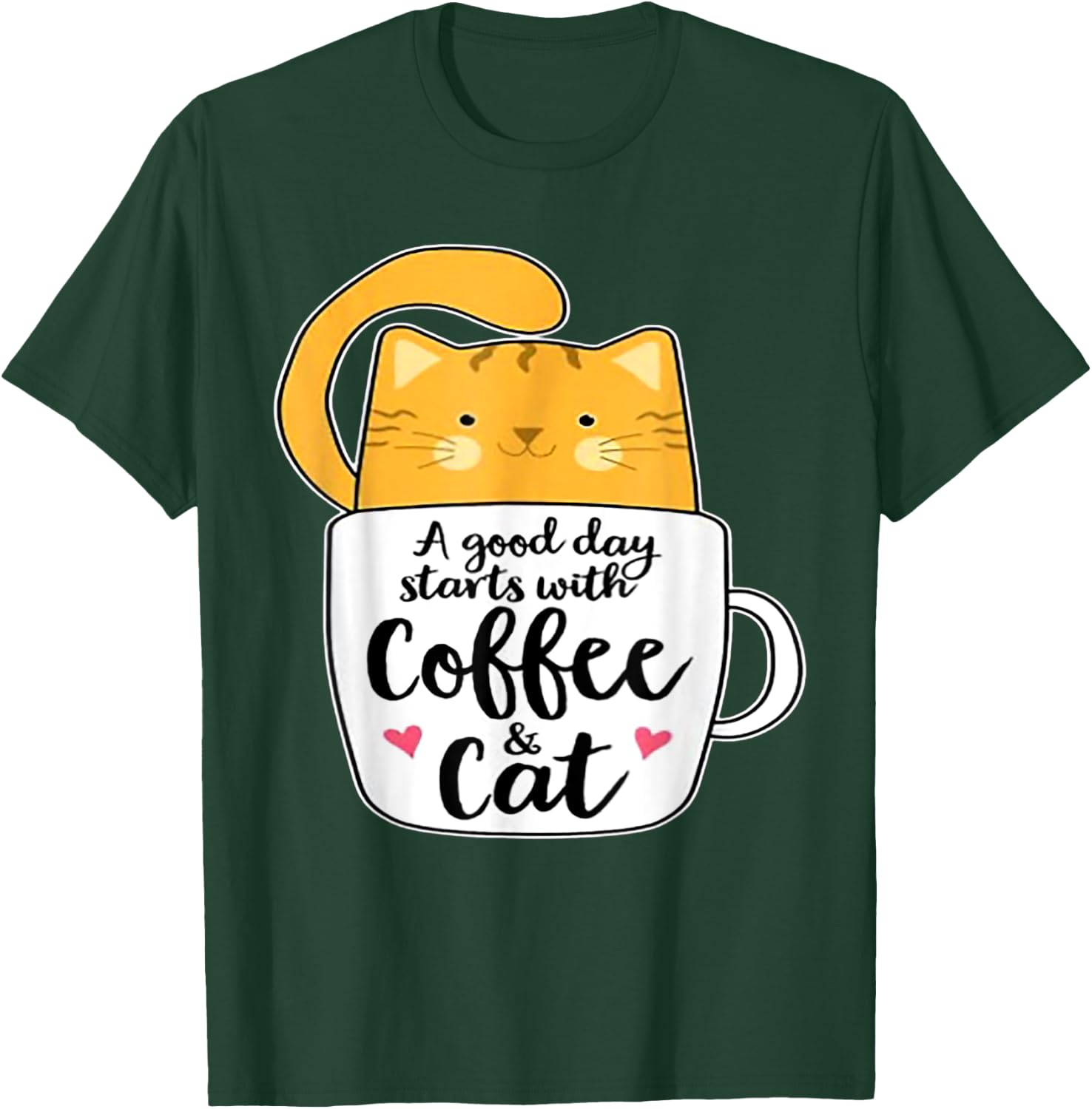 A Good Day Starts With Coffee And Cat Women T-Shirt - T-Shirt | Forest