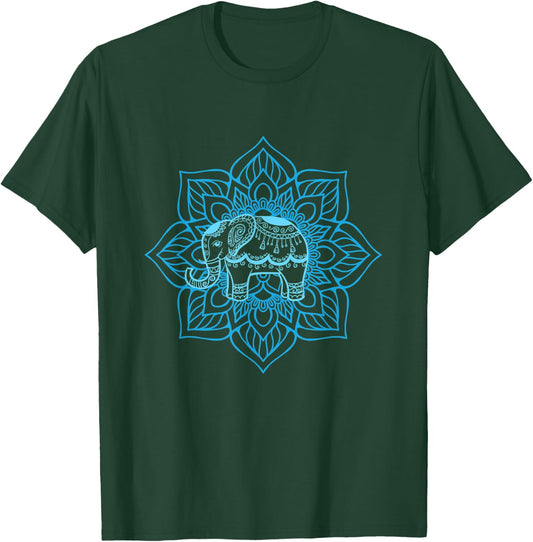 Water Elephant Mandala | Spiritual New Age Buddhist Yoga T-Shirt - T-Shirt | Forest