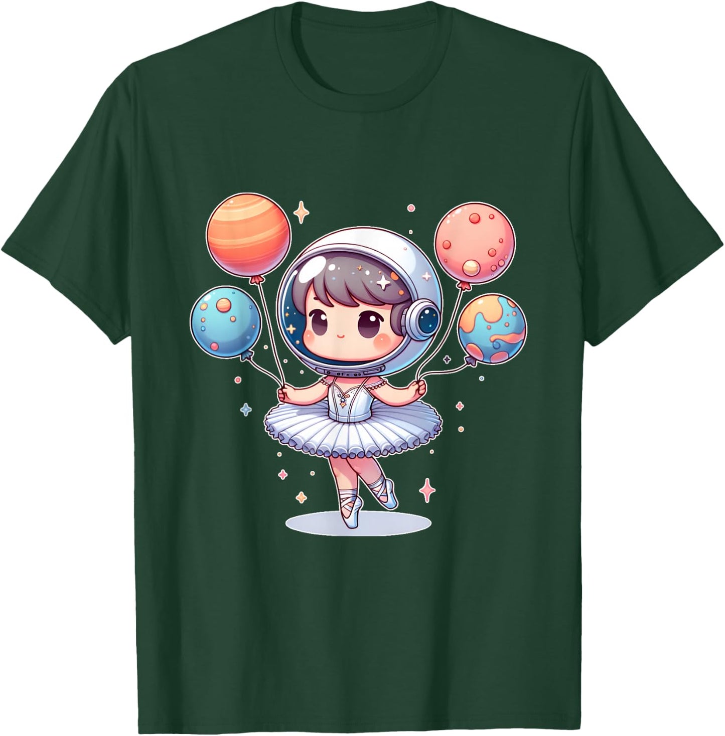 Cute ballerina girl space astronaut funny space ballons T-Shirt - T-Shirt | Forest