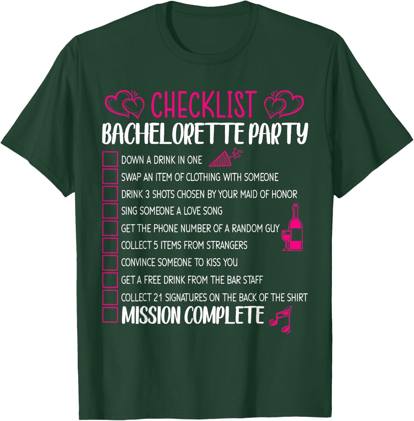 Bachelorette Party Checklist Hen Night Matching Bride Outfit T-Shirt - T-Shirt | Forest