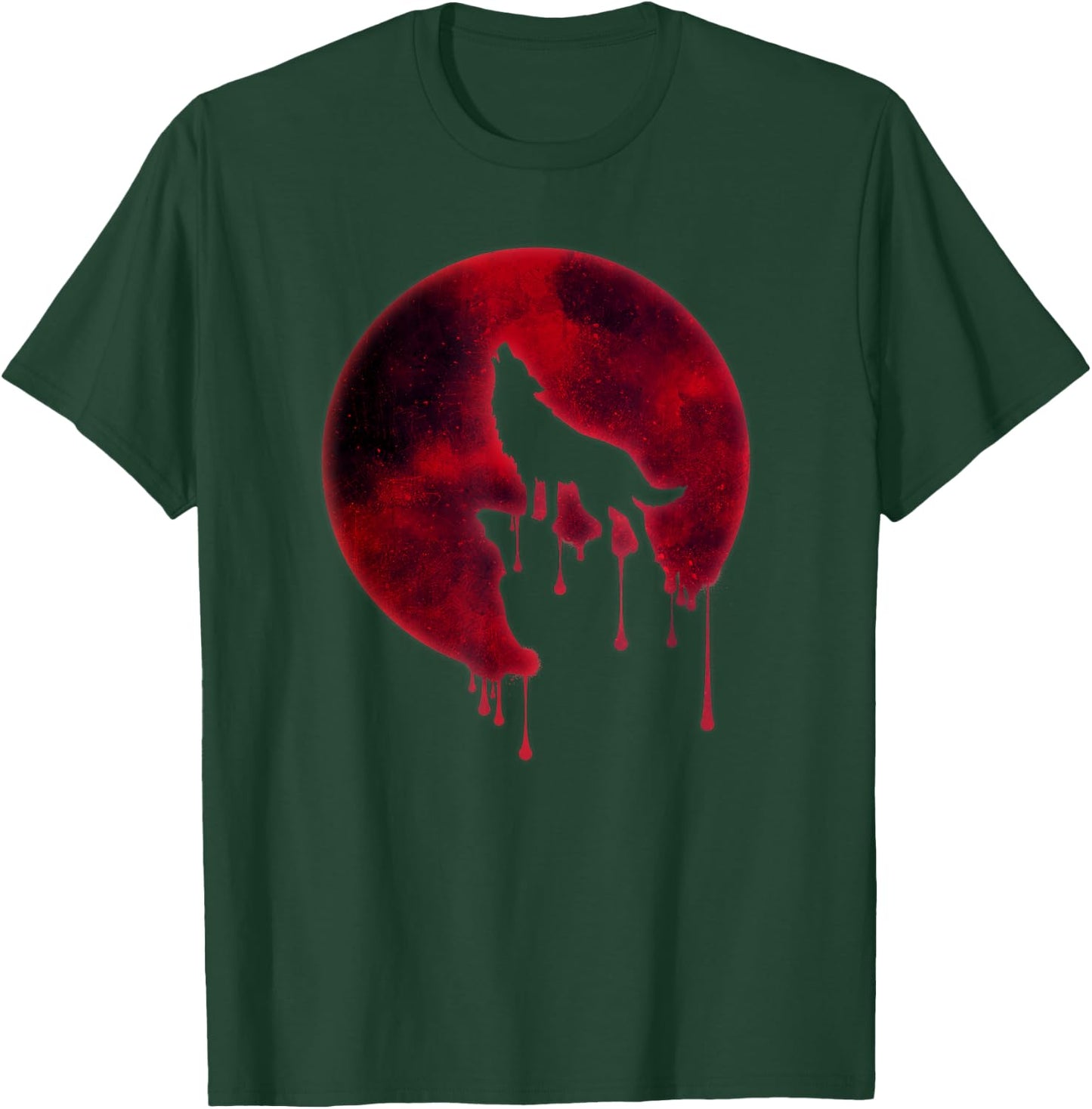 Full Moon Howling Wolf Galaxy Blood Moon Eclipse T-Shirt - T-Shirt | Forest