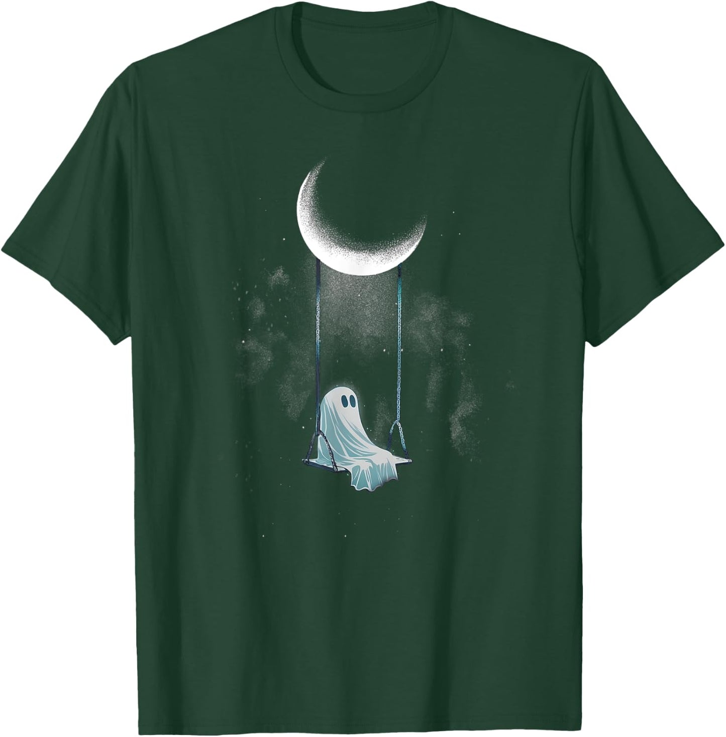 Spooky Ghost Swing Under Moon Lazy Halloween Costume Gothic T-Shirt - T-Shirt | Forest