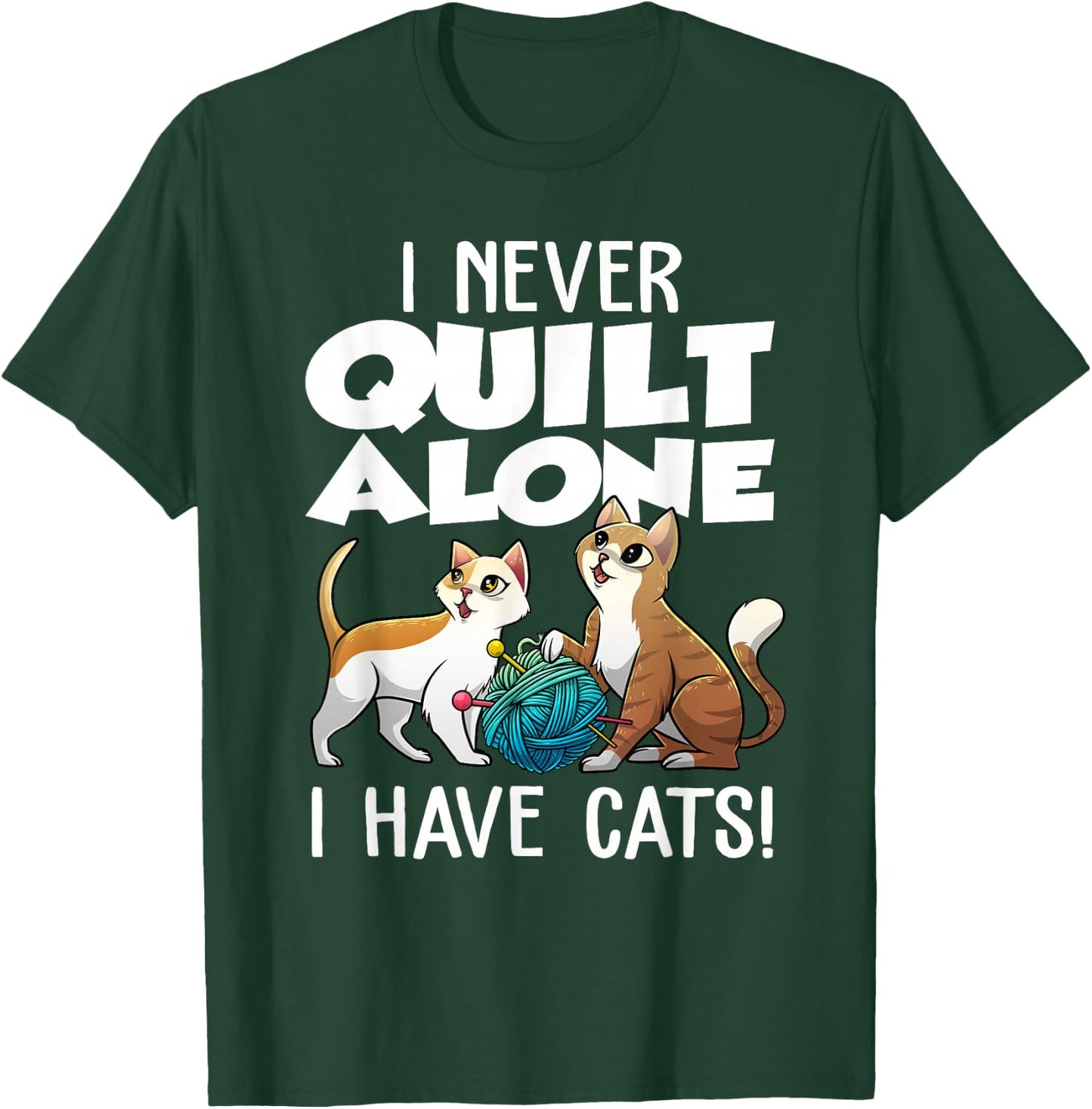 Cute Sewing Needleworking Animal Pun Humor Designs Funny Quilting Gift Cat Quilt Pet Lover Quilter Black T-Shirt - T-Shirt | Forest