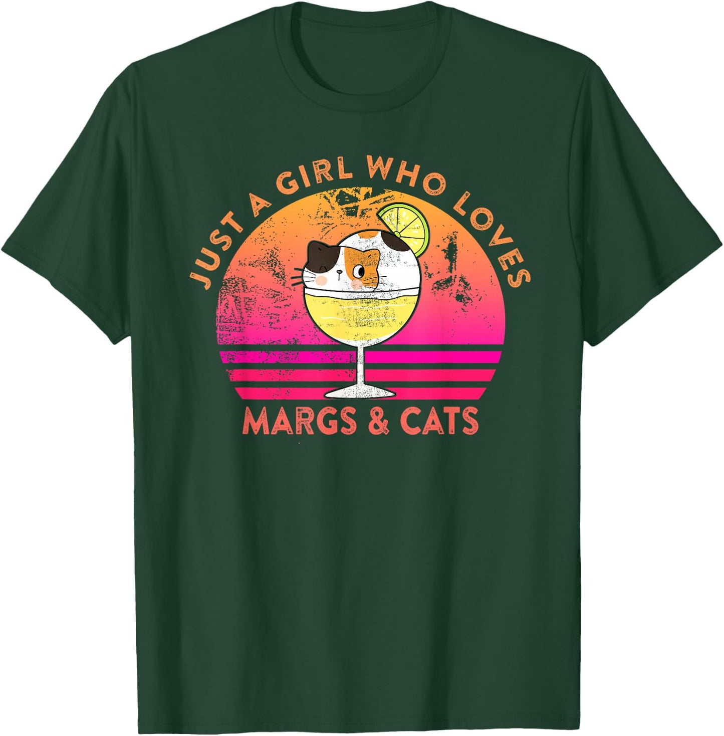 Just a Girl Who Loves Margs and Cats Margarita Cat Meme T-Shirt - T-Shirt | Forest