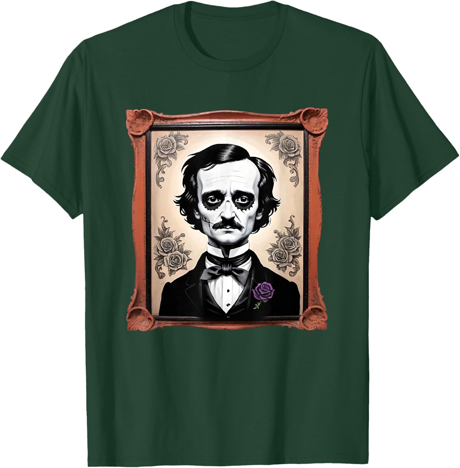 Edgar Allen Poe Day of The Dead Face paint Portrait T-Shirt - T-Shirt | Forest