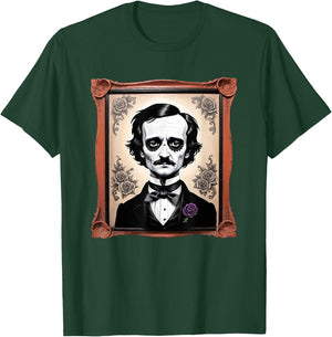 Edgar Allen Poe Day of The Dead Face paint Portrait T-Shirt - T-Shirt | Forest