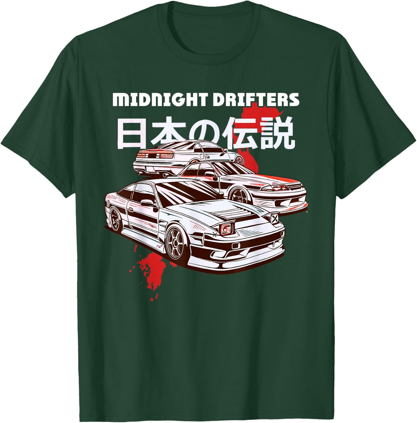 JDM Drift Car Racer Tokyo Street Drifting Twin Turbo Racing T-Shirt - T-Shirt | Forest
