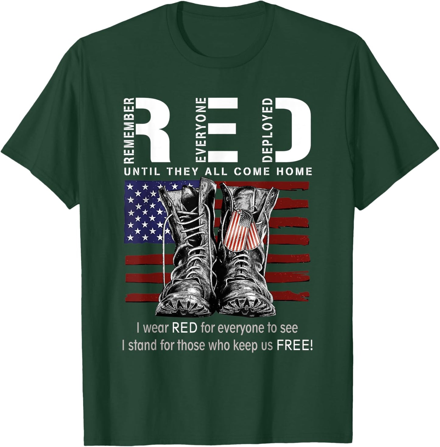 Red Until They All Come Home USA Flag T-Shirt - T-Shirt | Forest