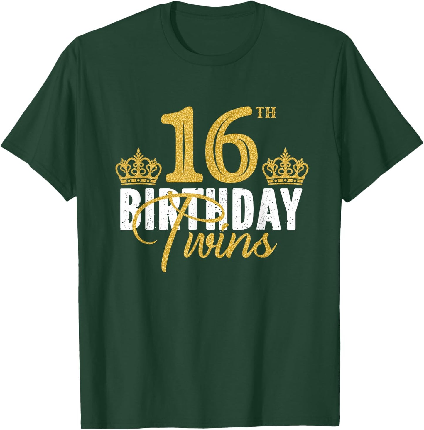 16th Birthday Twins 16 Years Old Party Idea For Boy And Girl T-Shirt - T-Shirt | Forest
