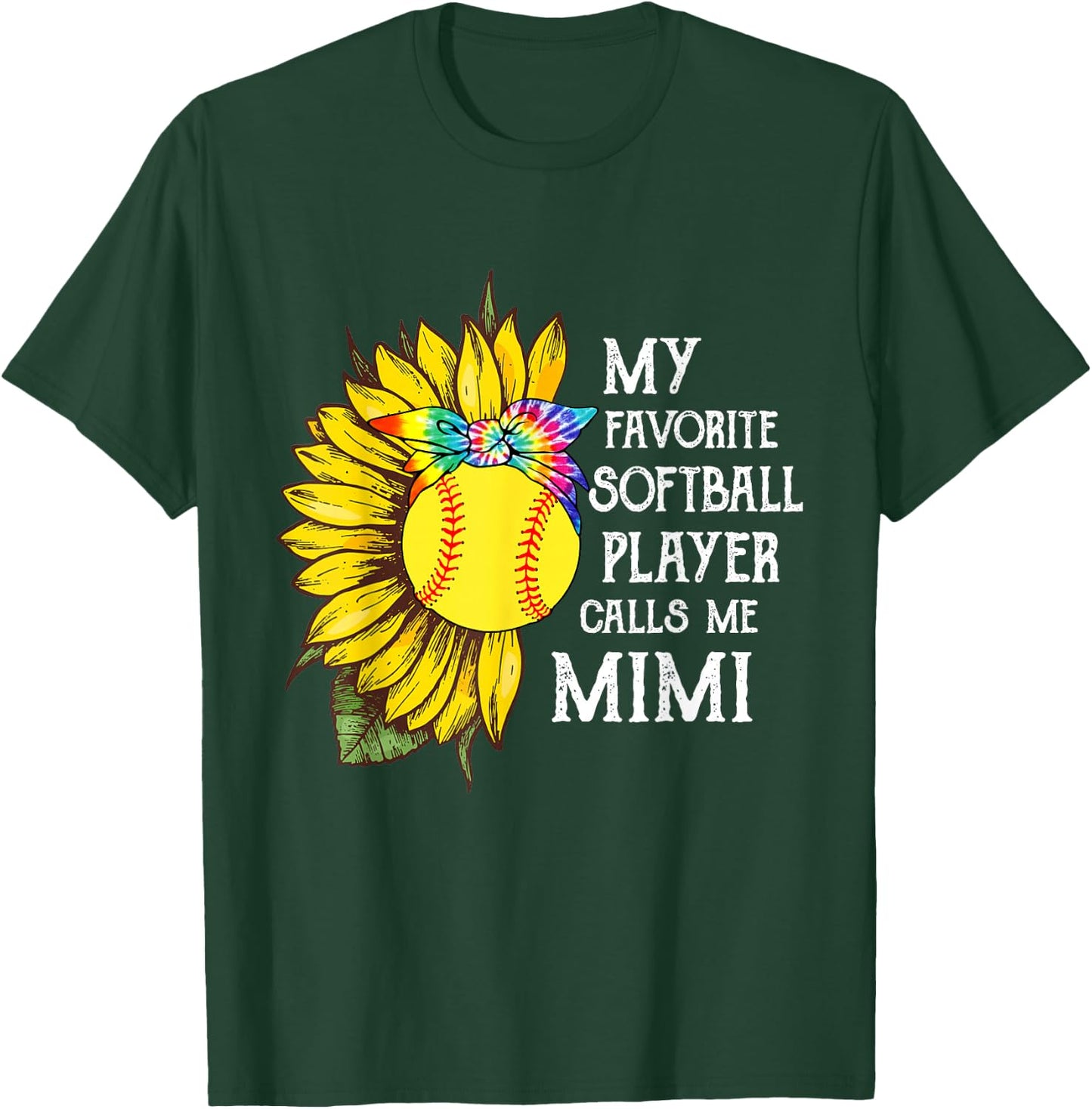 My Favorite Softball Player Calls Me Mimi Mother's Day T-Shirt - T-Shirt | Forest