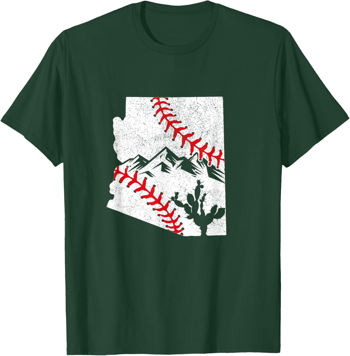 Arizona Baseball League Cactus Mountain Red Stitch Graphic T-Shirt - T-Shirt | Forest