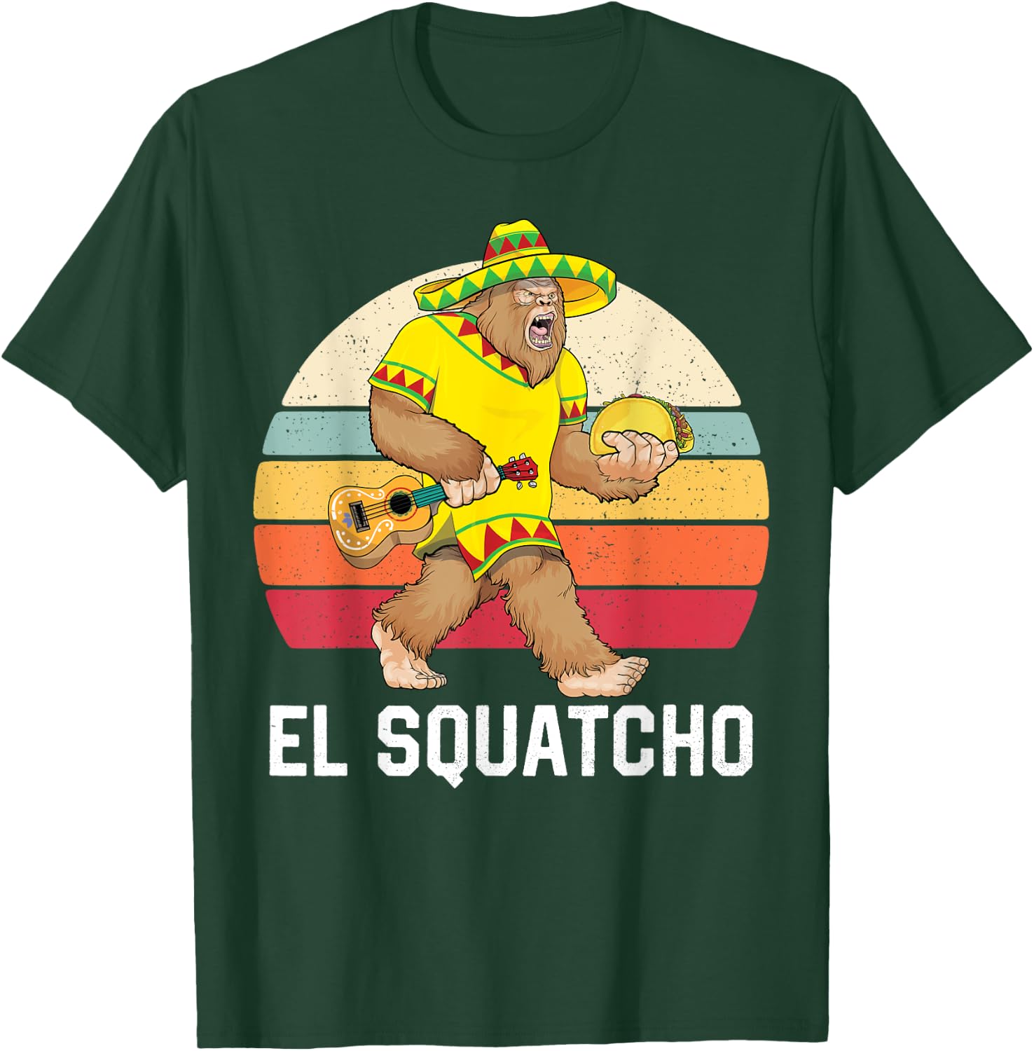 Bigfoot El Squatcho Cinco de Mayo Mexican Poncho Sombrero T-Shirt - T-Shirt | Forest