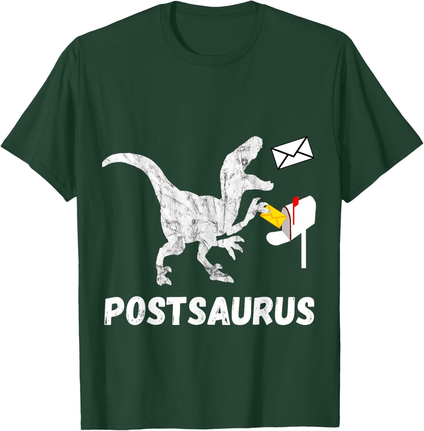 Post Saurus Postman Post Dinosaur Mail Carrier T Rex T-Shirt - T-Shirt | Forest