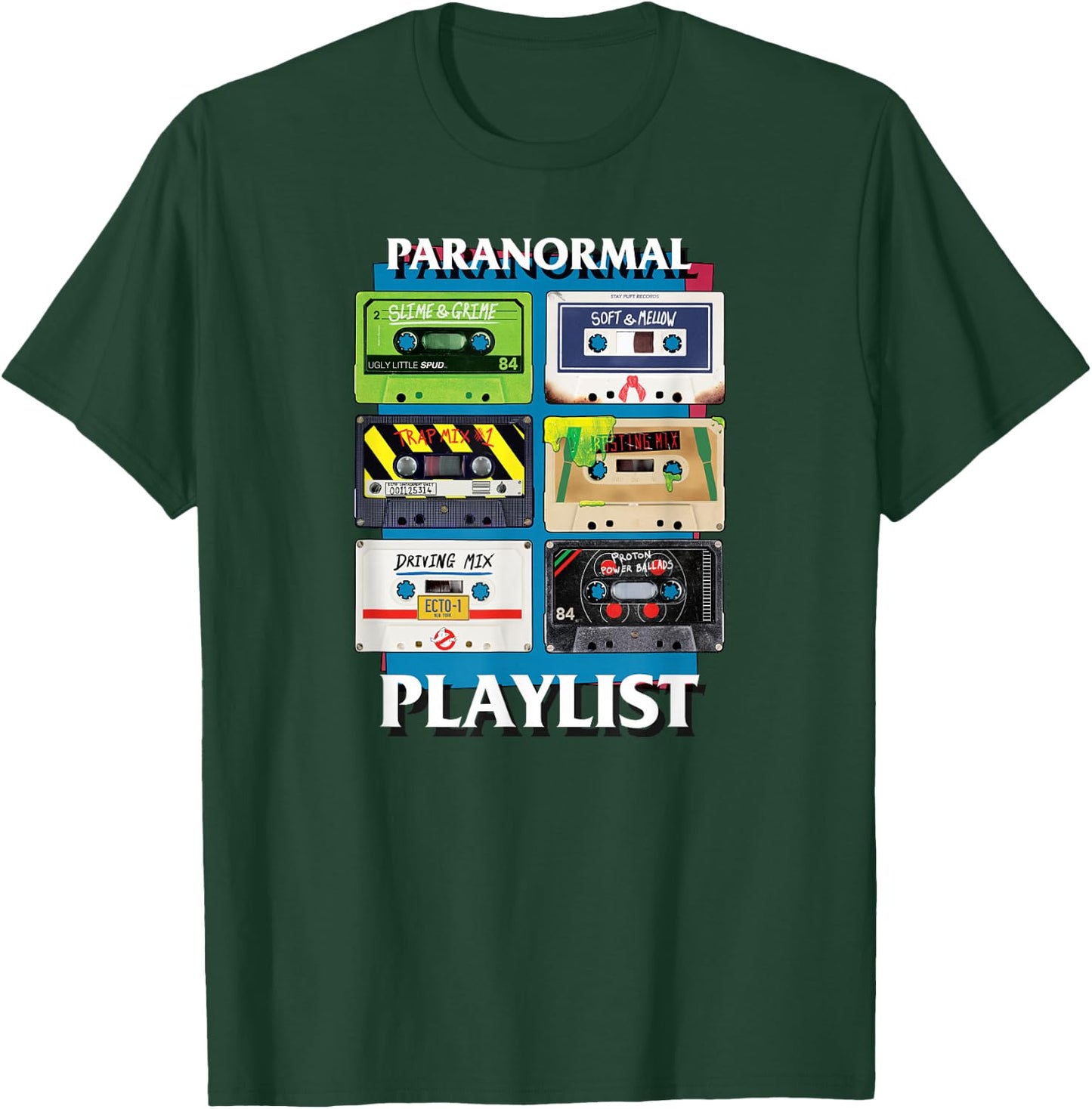 Ghostbusters Paranormal Playlist Cassettes Retro Movie T-Shirt - T-Shirt | Forest