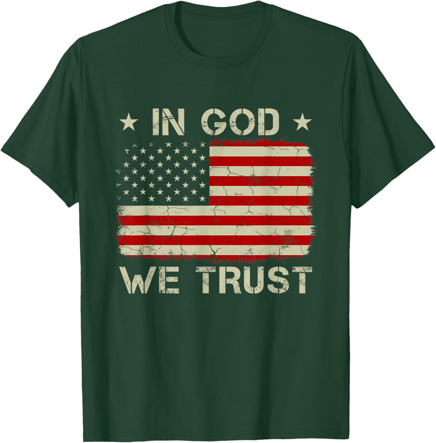 Vintage Old American Flag In God We Trust Christian T-Shirt - T-Shirt | Forest