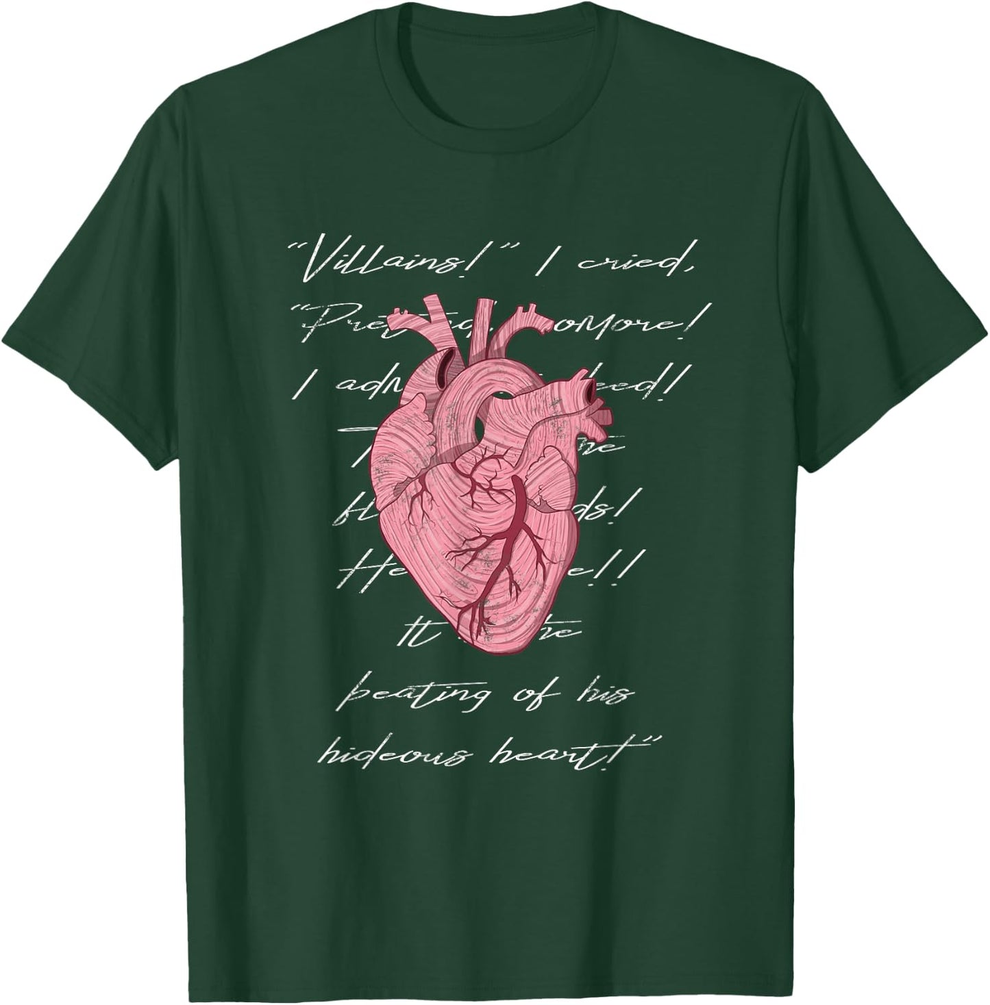 Poe The Beating Tell Tale Hideous Heart Creepy Morbid Design T-Shirt - T-Shirt | Forest