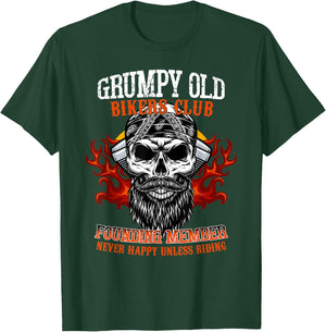 Grumpy Old Bikers Club Founding Member Motorcycle Riders T-Shirt - T-Shirt | Forest