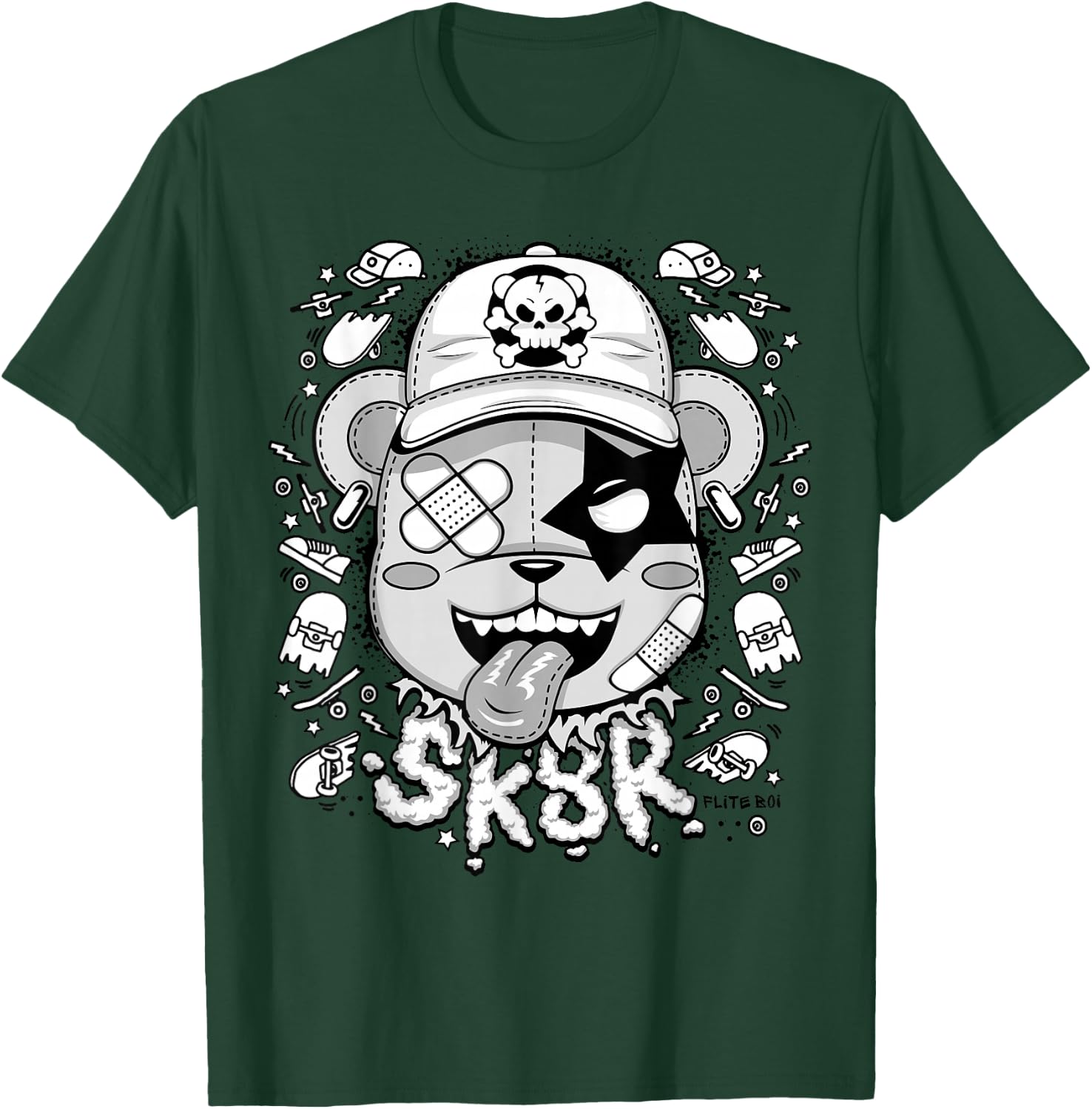Urban - Graffiti Puppy Skater Sk8r Graphic T-Shirt - T-Shirt | Forest