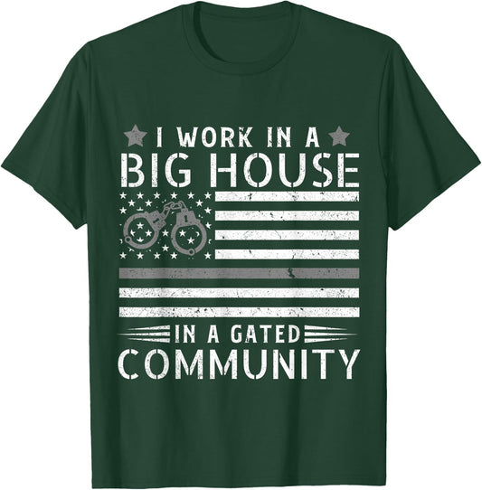 Funny Correctional Officer Work American Flag Distressed T-Shirt - T-Shirt | Forest