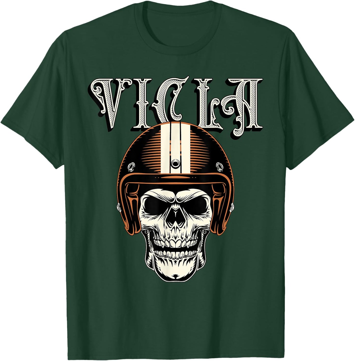 Vicla Gangster Biker Skull Motorcycle Rider Design T-Shirt - T-Shirt | Forest