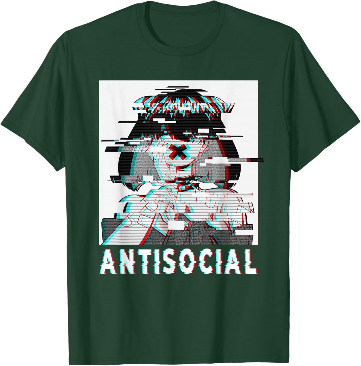 Antisocial Anti Social Anime Goth Girl Vaporwave Glitch 90s T-Shirt - T-Shirt | Forest