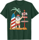 Surfing Santa With USA Patriotic Surfboard Christmas in July Women Kids Men T-Shirt - T-Shirt | Forest