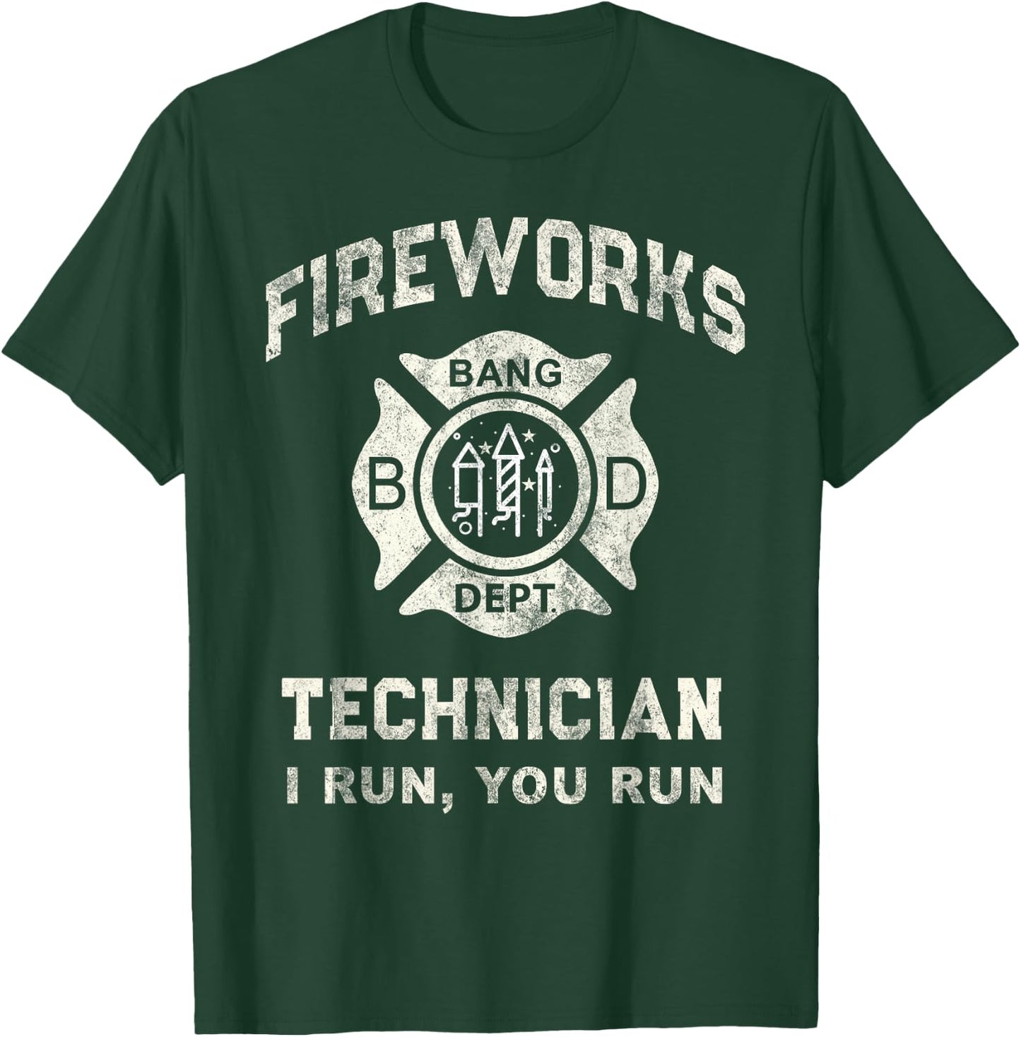 Funny FIREWORKS TECHNICIAN Fire Fighter Boom Squad Just Here T-Shirt - T-Shirt | Forest