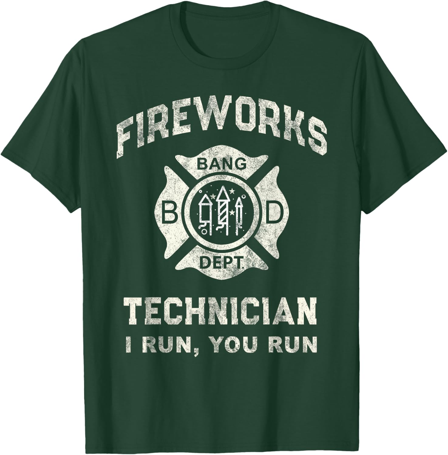Funny FIREWORKS TECHNICIAN Fire Fighter Boom Squad Just Here T-Shirt - T-Shirt | Forest