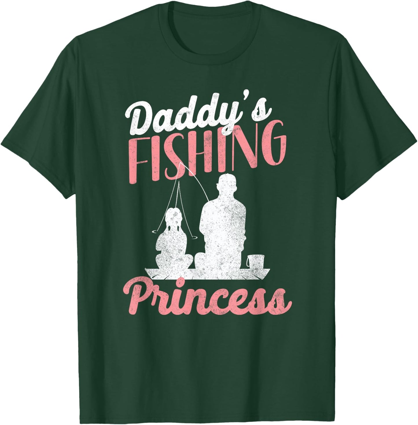 Fishing Fisherman Fisher HD0 Fishing Princess Daddy Daughter - -Adults - Black - Short Sleeve - Small T-Shirt - T-Shirt | Forest