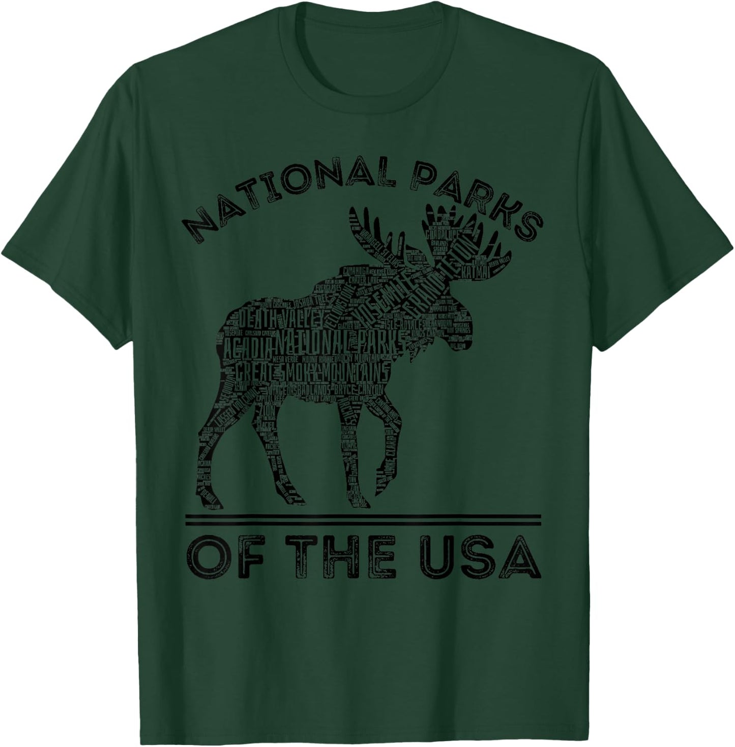 National Parks Moose Hiking Travel Camping Outdoors USA T-Shirt - T-Shirt | Forest