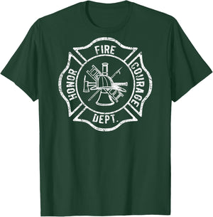 Fire Department Logo Fireman Uniform Gear Firefighter Symbol T-Shirt - T-Shirt | Forest