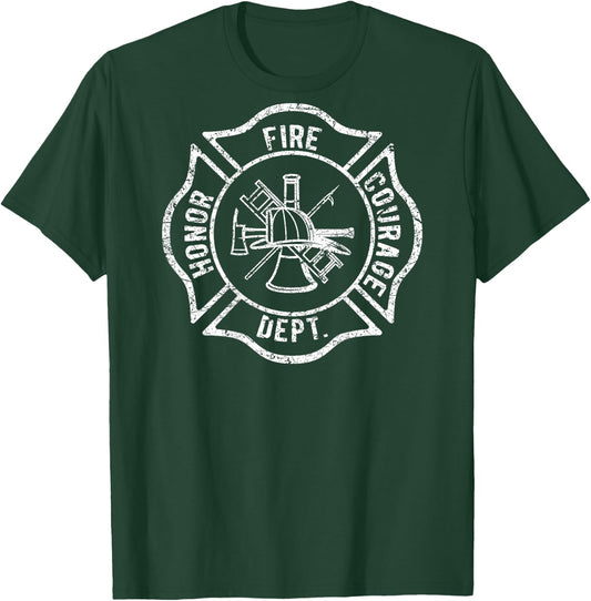 Fire Department Logo Fireman Uniform Gear Firefighter Symbol T-Shirt - T-Shirt | Forest