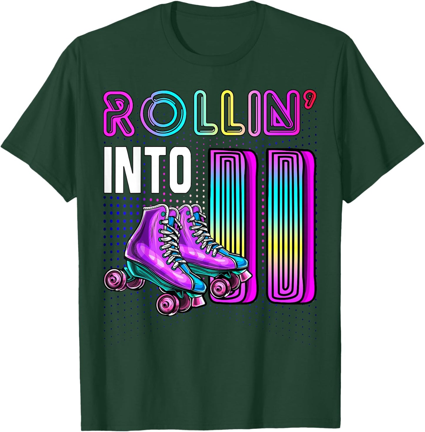 Rollin' into 11 Roller Skating Rink 11th Birthday Party Girl T-Shirt - T-Shirt | Forest