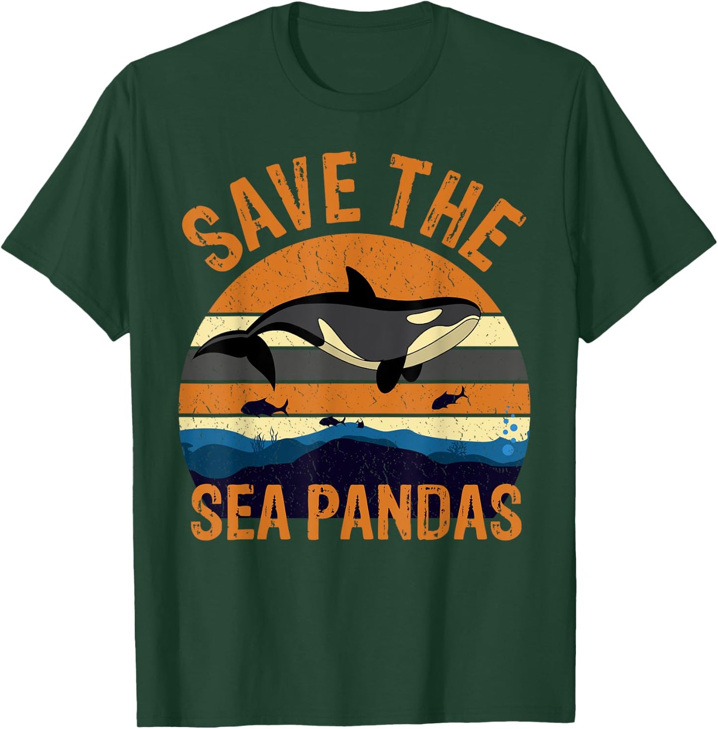 Save The Sea Pandas Rescue Killer Whale Orcas Marine Biology T-Shirt - T-Shirt | Forest
