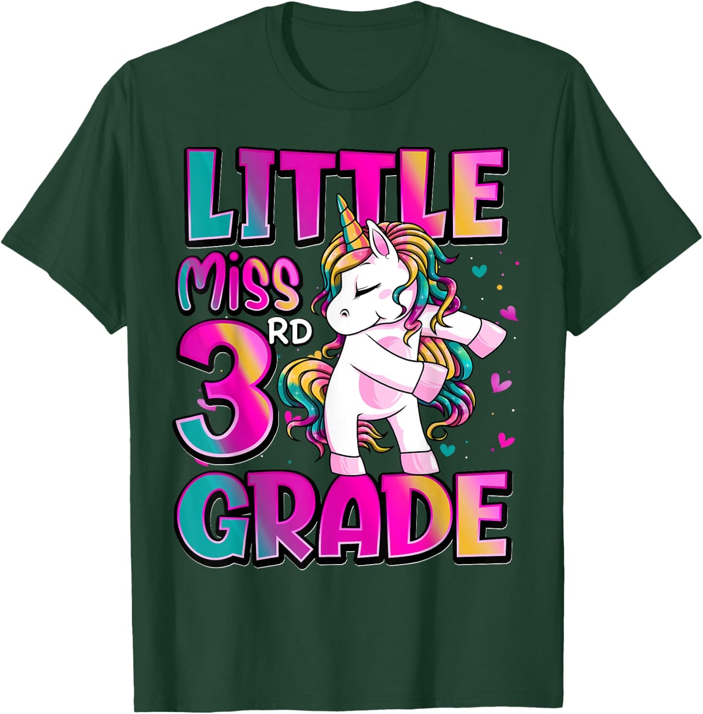 Little Miss 3rd Grade Unicorn Back To School 3rd Grade Girls T-Shirt - T-Shirt | Forest