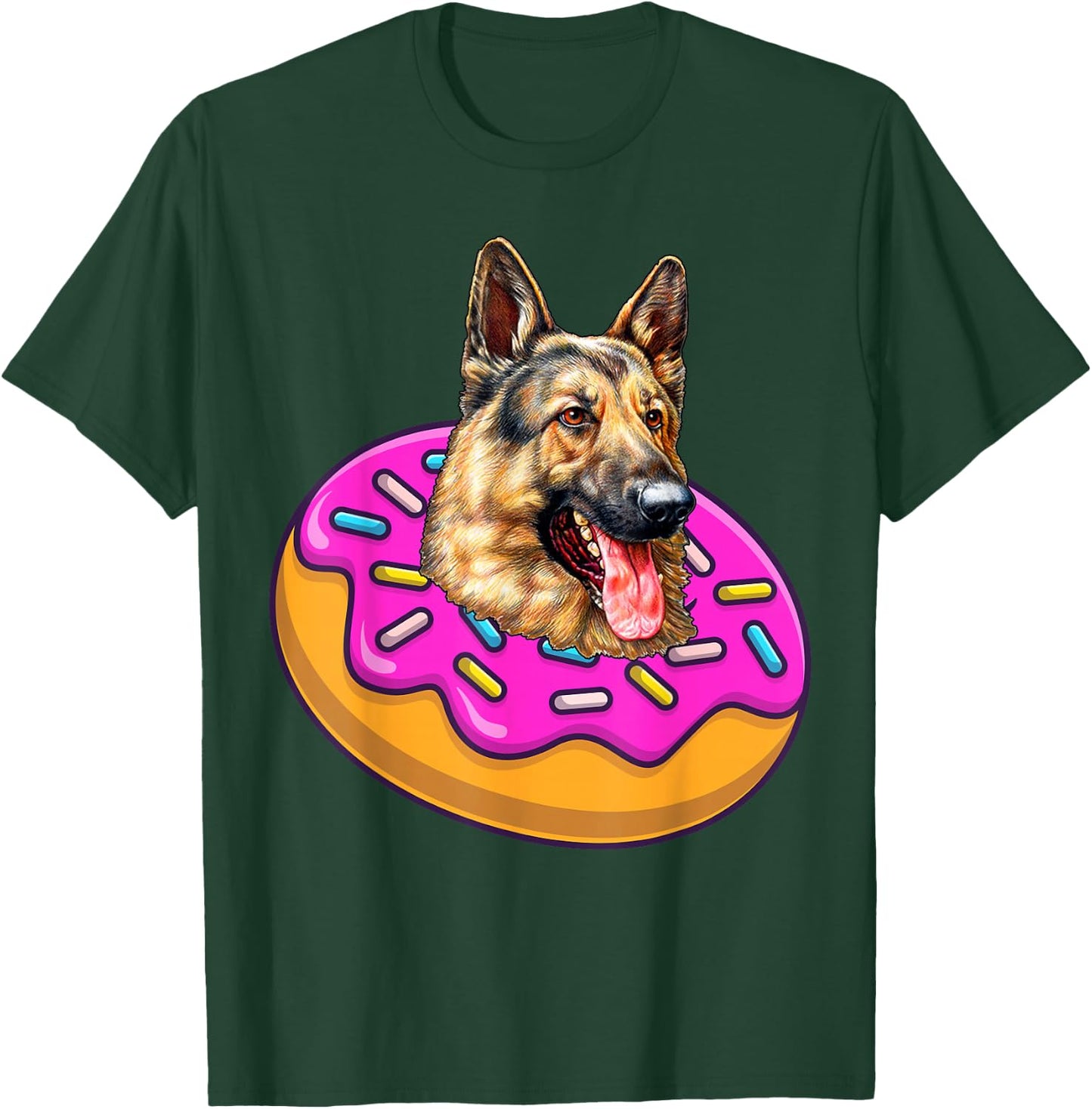 Funny German Shepherd Dog Donut Doughnut Lovers Bakers Kids T-Shirt - T-Shirt | Forest