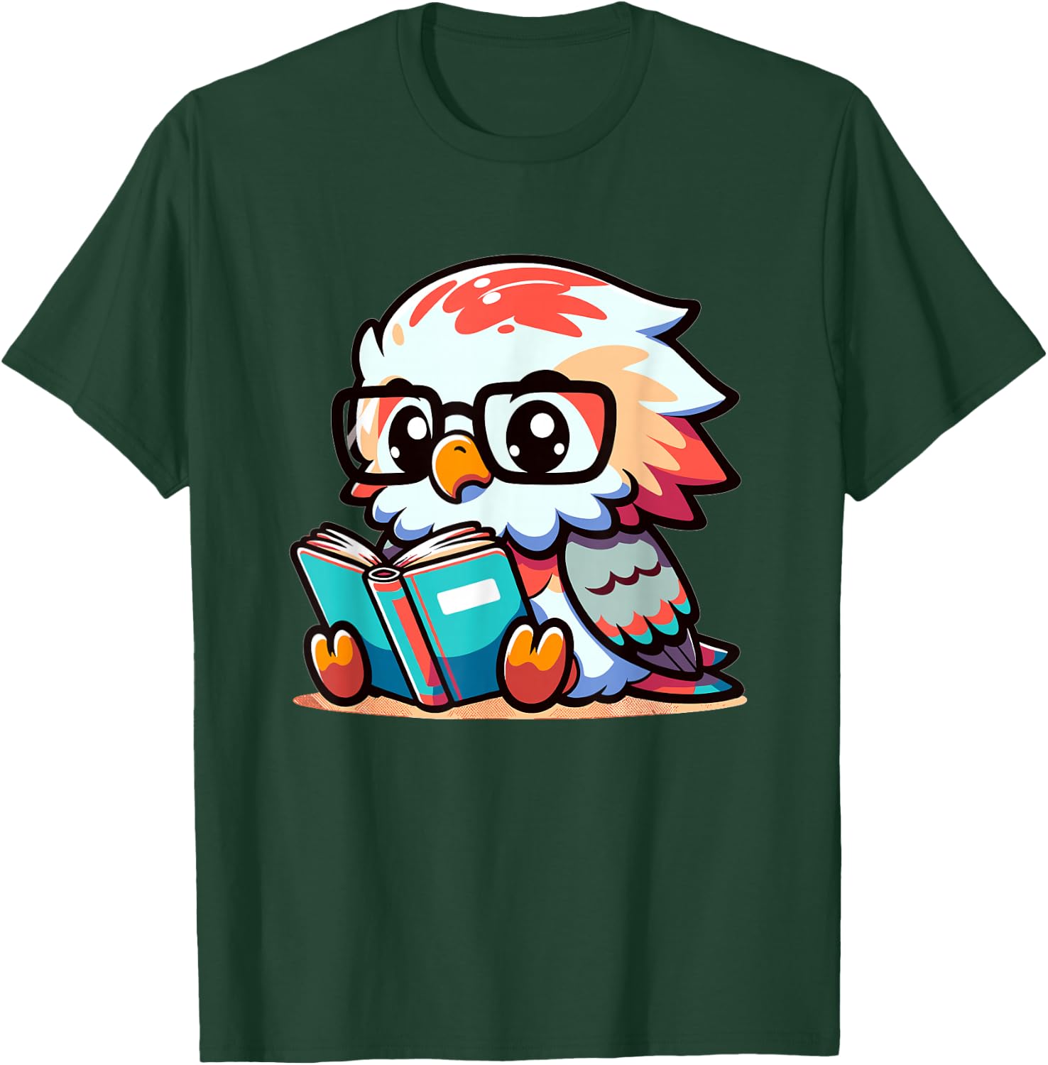 Adorable Book Lover Harpy Eagle With Reading Glasses Cute T-Shirt - T-Shirt | Forest