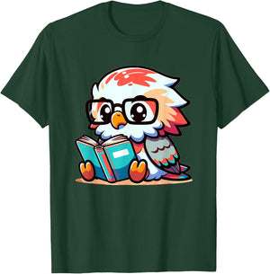 Adorable Book Lover Harpy Eagle With Reading Glasses Cute T-Shirt - T-Shirt | Forest