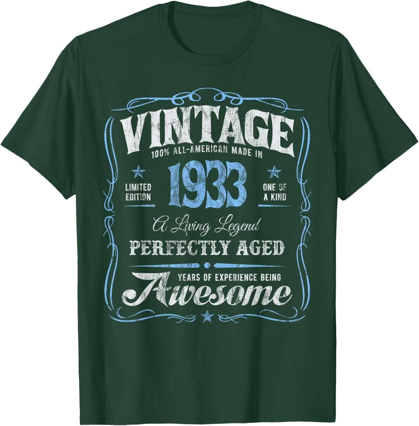 Vintage Classic 92nd Birthday Born In 1933 Original Legend's T-Shirt - T-Shirt | Forest